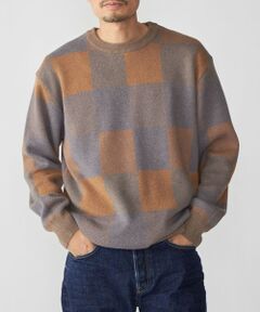 SHIPS / シップス ニット・セーター | SHIPS: 〈洗濯機可能〉チェック コットンカシミヤ クルーネック