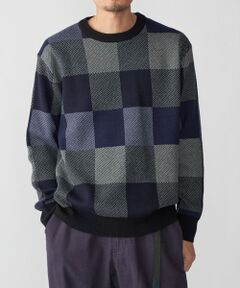 SHIPS / シップス ニット・セーター | SHIPS: 〈洗濯機可能〉チェック コットンカシミヤ クルーネック