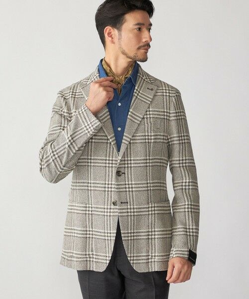 SHIPS / シップス テーラードジャケット | TAGLIATORE: コットン メッシュ グレンチェック ジャケット（グレー系）
