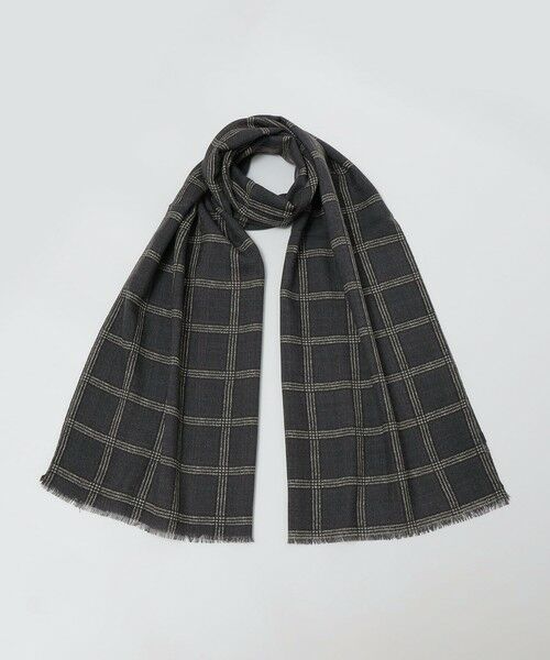 SHIPS / シップス マフラー・ショール・スヌード・ストール | SHIPS: イタリア製 ウール チェック ストール（ダークグレー）