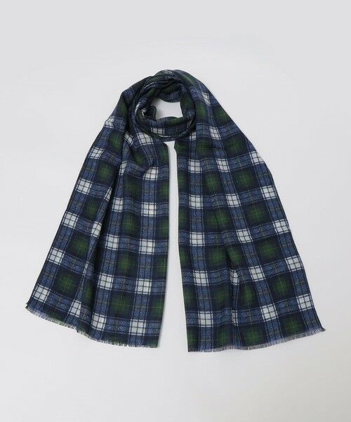 SHIPS / シップス マフラー・ショール・スヌード・ストール | SHIPS: イタリア製 ウール チェック ストール（オリーブ）