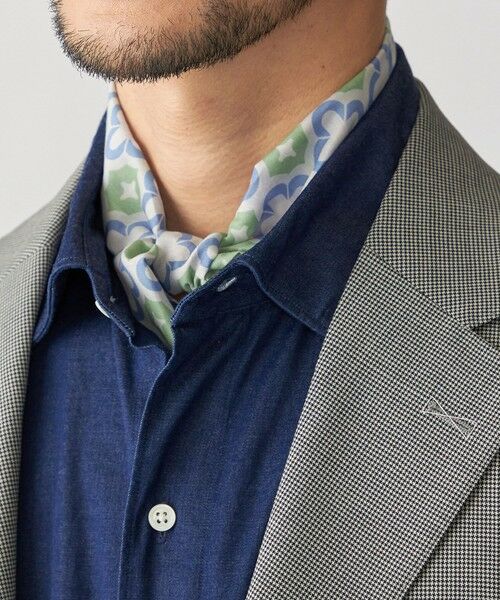 SHIPS / シップス バンダナ・スカーフ | Puccini: コットン シルク タイル モチーフ スカーフ（ライトブルー）