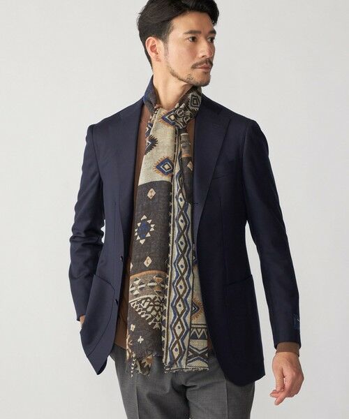 SHIPS / シップス マフラー・ショール・スヌード・ストール | SHIPS: イタリア製 ライト ウェイト トライバル ストール（ネイビー）