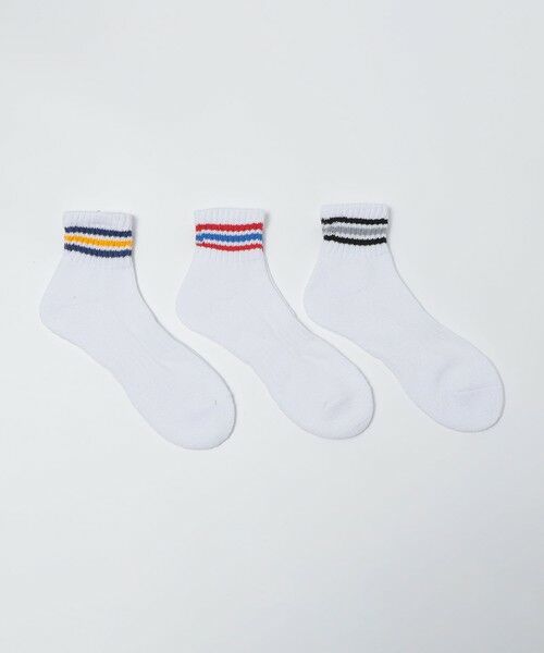 SHIPS / シップス ソックス | SHIPS Colors:3足組 カラーライン ソックス（ライトホワイト）