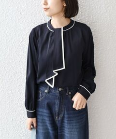 SHIPS / シップス シャツ・ブラウス | 《予約》SHIPS Colors:〈手洗い可能〉バイカラー トリム ボウタイ ブラウス◆