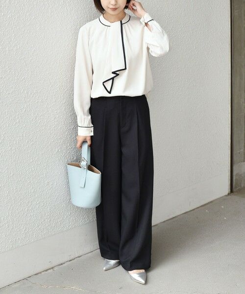 SHIPS / シップス シャツ・ブラウス | 《予約》SHIPS Colors:〈手洗い可能〉バイカラー トリム ボウタイ ブラウス◆ | 詳細3