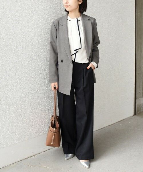 SHIPS / シップス シャツ・ブラウス | 《予約》SHIPS Colors:〈手洗い可能〉バイカラー トリム ボウタイ ブラウス◆ | 詳細4