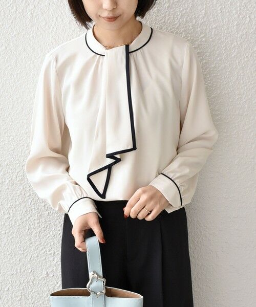 SHIPS / シップス シャツ・ブラウス | 《予約》SHIPS Colors:〈手洗い可能〉バイカラー トリム ボウタイ ブラウス◆ | 詳細5