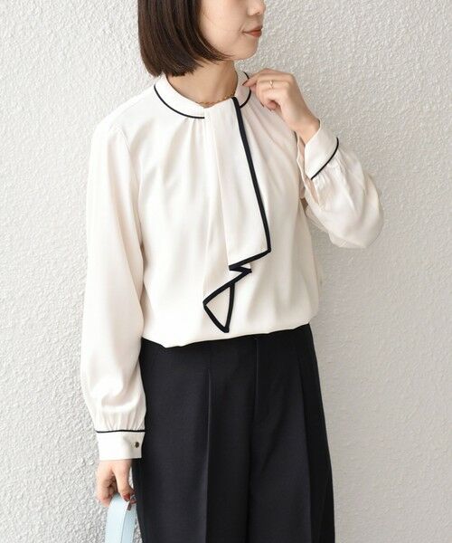 SHIPS / シップス シャツ・ブラウス | 《予約》SHIPS Colors:〈手洗い可能〉バイカラー トリム ボウタイ ブラウス◆ | 詳細6