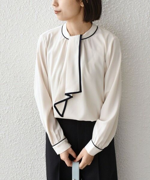 SHIPS / シップス シャツ・ブラウス | 《予約》SHIPS Colors:〈手洗い可能〉バイカラー トリム ボウタイ ブラウス◆ | 詳細7