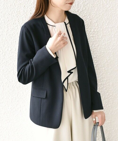 SHIPS / シップス シャツ・ブラウス | 《予約》SHIPS Colors:〈手洗い可能〉バイカラー トリム ボウタイ ブラウス◆ | 詳細12