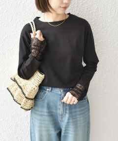 SHIPS / シップス Tシャツ | 《予約》SHIPS Colors:〈手洗い可能〉レース 切替スリーブ カットソー◆