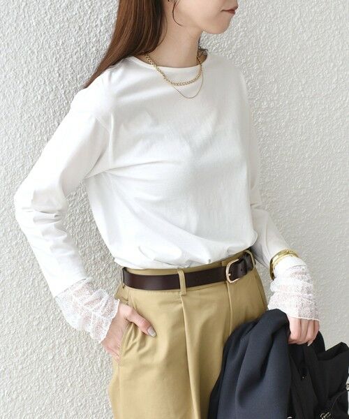 SHIPS / シップス Tシャツ | 《予約》SHIPS Colors:〈手洗い可能〉レース 切替スリーブ カットソー◆ | 詳細4