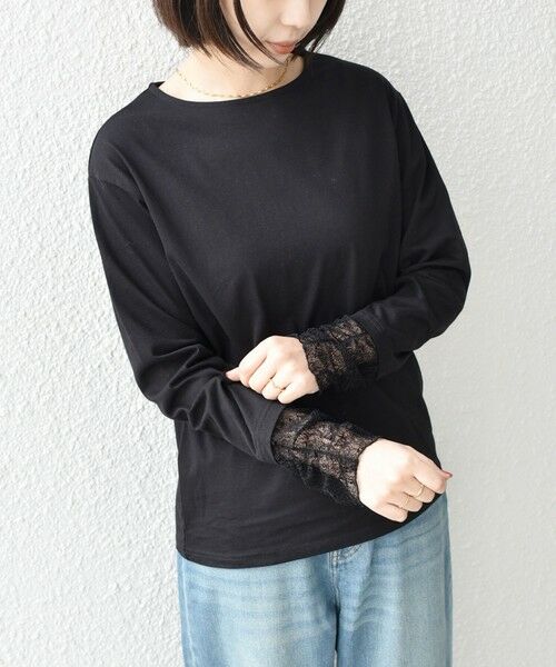 SHIPS / シップス Tシャツ | 《予約》SHIPS Colors:〈手洗い可能〉レース 切替スリーブ カットソー◆ | 詳細21
