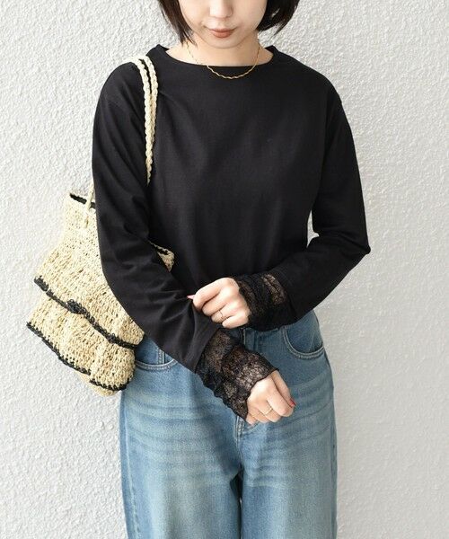 SHIPS / シップス Tシャツ | 《予約》SHIPS Colors:〈手洗い可能〉レース 切替スリーブ カットソー◆ | 詳細24