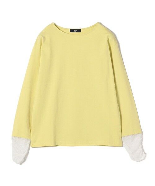 SHIPS / シップス Tシャツ | 《予約》SHIPS Colors:〈手洗い可能〉レース 切替スリーブ カットソー◆（クリーム）