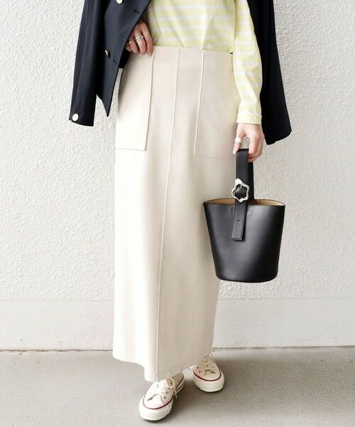 SHIPS / シップス ロング・マキシ丈スカート | 《予約》SHIPS Colors:〈手洗い可能〉リブ ダンボール タイト スカート◆（ナチュラル）