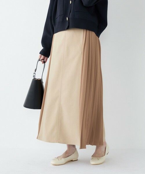 SHIPS / シップス ロング・マキシ丈スカート | SHIPS Colors:〈手洗い可能〉プリーツ コンビ スカート（ベージュ）