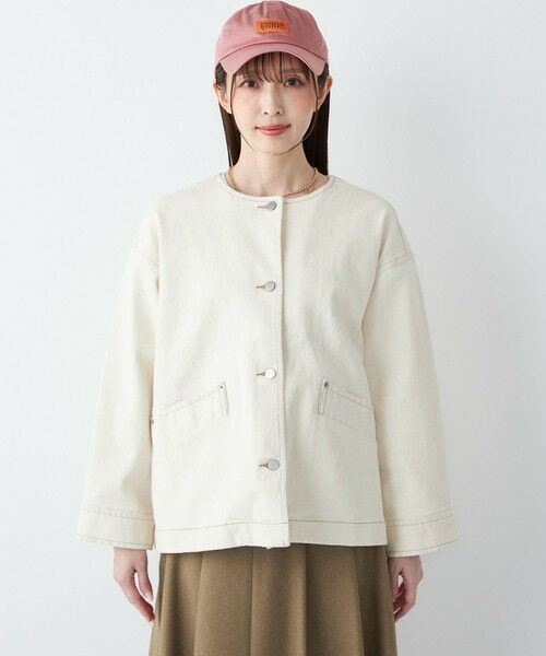 SHIPS / シップス Gジャン・デニムジャケット | 《予約》SHIPS Colors:〈洗濯機可能〉デニム ノーカラー ジャケット◆ | 詳細3