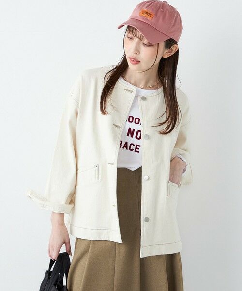 SHIPS / シップス Gジャン・デニムジャケット | 《予約》SHIPS Colors:〈洗濯機可能〉デニム ノーカラー ジャケット◆ | 詳細8