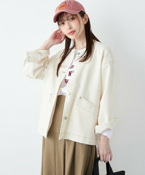 SHIPS / シップス Gジャン・デニムジャケット | 《予約》SHIPS Colors:〈洗濯機可能〉デニム ノーカラー ジャケット◆ | 詳細9