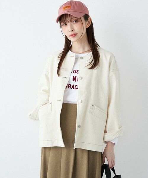 SHIPS / シップス Gジャン・デニムジャケット | 《予約》SHIPS Colors:〈洗濯機可能〉デニム ノーカラー ジャケット◆ | 詳細10