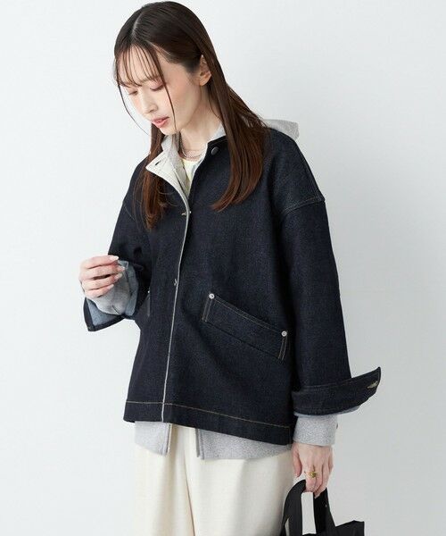 SHIPS / シップス Gジャン・デニムジャケット | 《予約》SHIPS Colors:〈洗濯機可能〉デニム ノーカラー ジャケット◆ | 詳細24