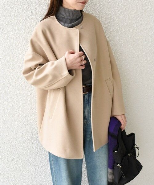 SHIPS / シップス その他アウター | SHIPS Colors:〈手洗い可能〉ジャージーメルトン ノーカラー コート 2◇ | 詳細12