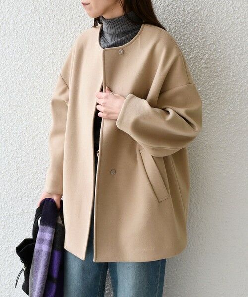 SHIPS / シップス その他アウター | SHIPS Colors:〈手洗い可能〉ジャージーメルトン ノーカラー コート 2◇ | 詳細13