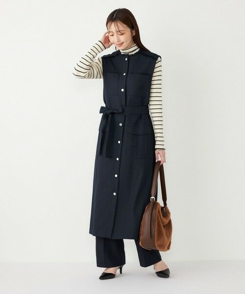 SHIPS / シップス ロング・マキシ丈ワンピース | 《予約》SHIPS Colors:ミックスツイード フリンジ ワンピース 2◆（ネイビー）