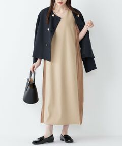 SHIPS / シップス ロング・マキシ丈ワンピース | SHIPS Colors:〈手洗い可能〉プリーツ コンビ ジャンパー ワンピース