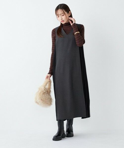 SHIPS / シップス ロング・マキシ丈ワンピース | SHIPS Colors:〈手洗い可能〉プリーツ コンビ ジャンパー ワンピース | 詳細3