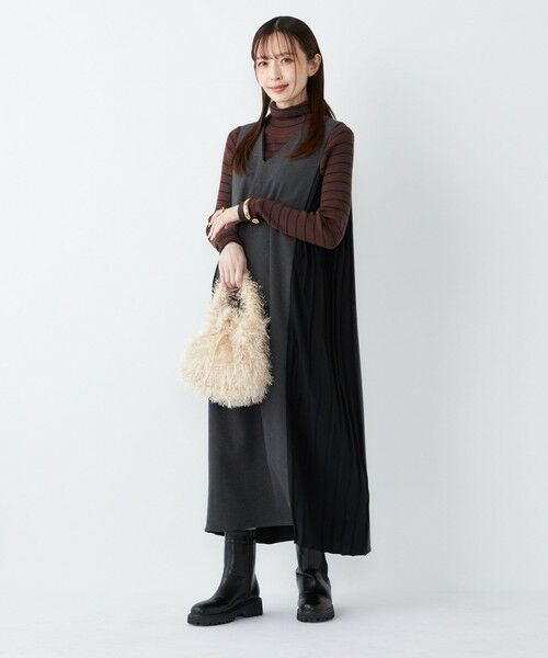 SHIPS / シップス ロング・マキシ丈ワンピース | SHIPS Colors:〈手洗い可能〉プリーツ コンビ ジャンパー ワンピース | 詳細5