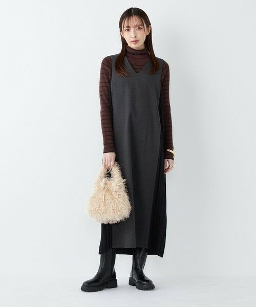 SHIPS / シップス ロング・マキシ丈ワンピース | SHIPS Colors:〈手洗い可能〉プリーツ コンビ ジャンパー ワンピース | 詳細6