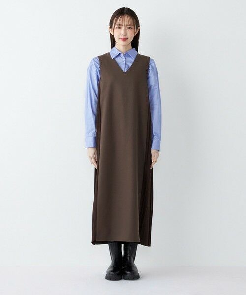 SHIPS / シップス ロング・マキシ丈ワンピース | SHIPS Colors:〈手洗い可能〉プリーツ コンビ ジャンパー ワンピース | 詳細26