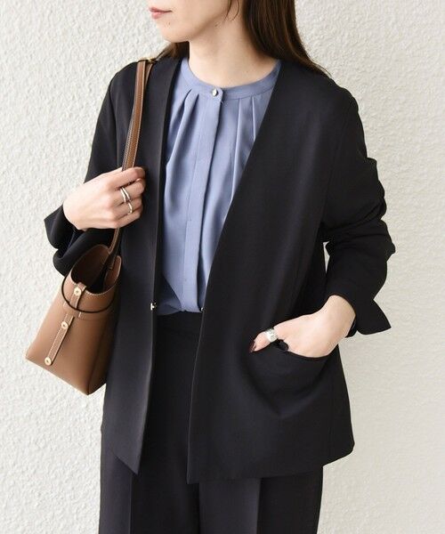 SHIPS / シップス ノーカラージャケット | 《予約》SHIPS Colors:〈手洗い可能〉2WAYストレッチ Vカラー ジャケット◆（ネイビー）