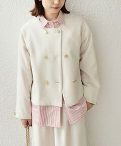 SHIPS / シップス ノーカラージャケット | 《予約》SHIPS Colors:〈手洗い可能〉ポリエステル/リネン スラブ ノーカラージャケット◆