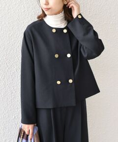 SHIPS / シップス ノーカラージャケット | 《予約》SHIPS Colors:〈手洗い可能〉ポリエステル/リネン スラブ ノーカラージャケット◆