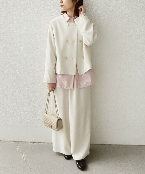 SHIPS / シップス ノーカラージャケット | 《予約》SHIPS Colors:〈手洗い可能〉ポリエステル/リネン スラブ ノーカラージャケット◆ | 詳細3