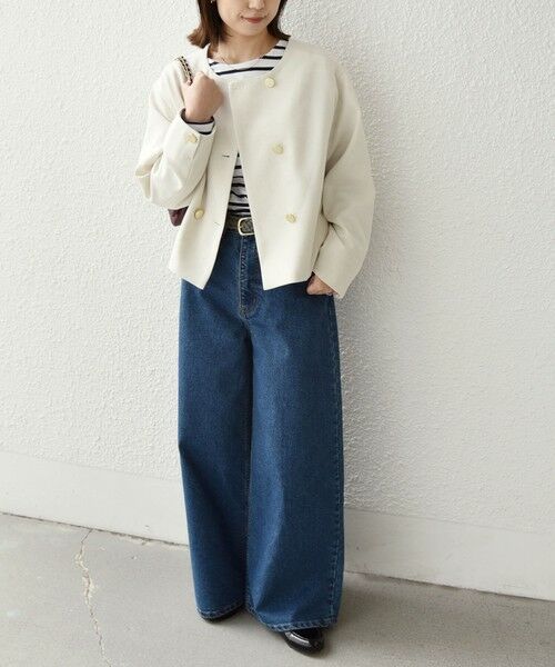 SHIPS / シップス ノーカラージャケット | 《予約》SHIPS Colors:〈手洗い可能〉ポリエステル/リネン スラブ ノーカラージャケット◆ | 詳細4