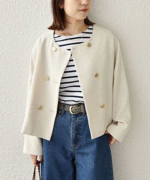 SHIPS / シップス ノーカラージャケット | 《予約》SHIPS Colors:〈手洗い可能〉ポリエステル/リネン スラブ ノーカラージャケット◆ | 詳細5