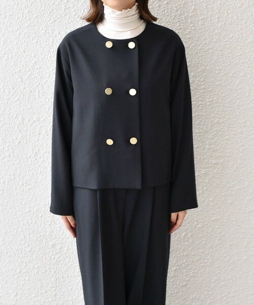 SHIPS / シップス ノーカラージャケット | 《予約》SHIPS Colors:〈手洗い可能〉ポリエステル/リネン スラブ ノーカラージャケット◆ | 詳細20