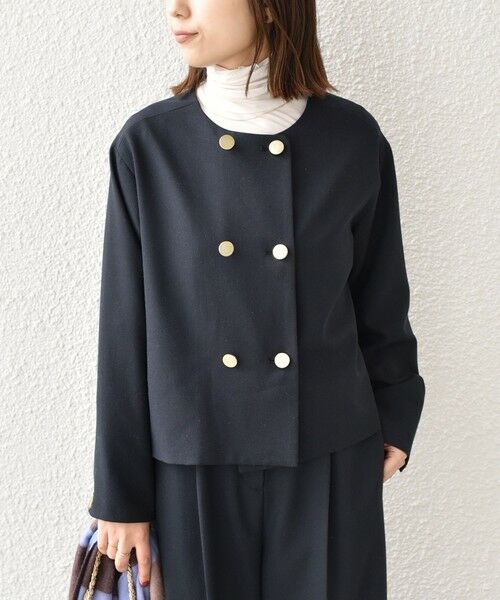 SHIPS / シップス ノーカラージャケット | 《予約》SHIPS Colors:〈手洗い可能〉ポリエステル/リネン スラブ ノーカラージャケット◆ | 詳細27