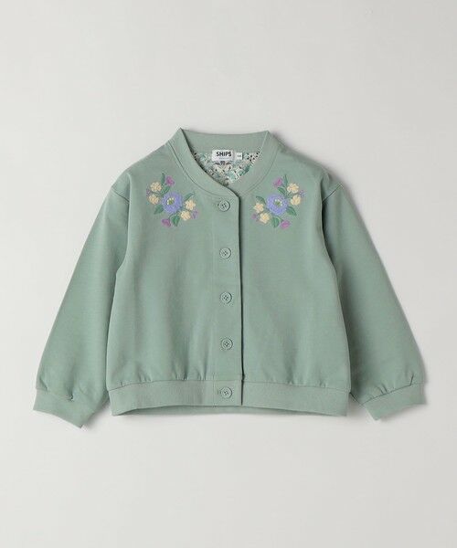 SHIPS / シップス カーディガン・ボレロ | 《予約》SHIPS Colors:80〜130cm / 〈洗濯機可能〉フラワー 刺繍 カーディガン◆（グリーン）