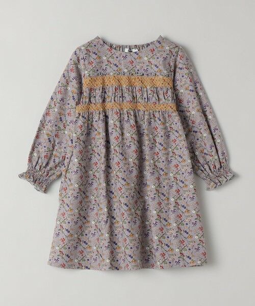 SHIPS / シップス ロング・マキシ丈ワンピース | 《予約》SHIPS Colors:90〜140cm/〈洗濯機可能〉スモッキング フラワーワンピース◆（ラベンダー）