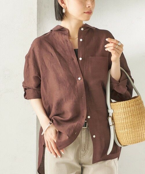 SHIPS / シップス シャツ・ブラウス | 《一部追加予約》〈手洗い可能〉IMPERIAL LINEN 混 オーバー サイズ シャツ（ブラウン）