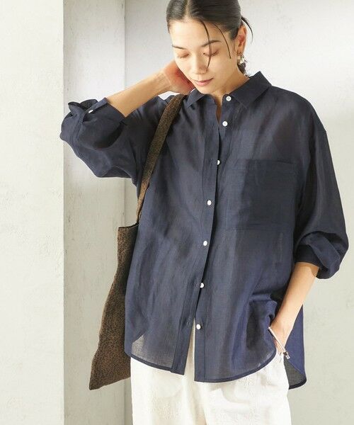 SHIPS / シップス シャツ・ブラウス | 《予約》〈手洗い可能〉IMPERIAL LINEN 混 オーバー サイズ シャツ（ネイビー）