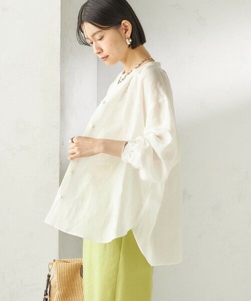 SHIPS / シップス シャツ・ブラウス | 《予約》〈手洗い可能〉IMPERIAL LINEN 混 バンドカラー スキッパー シャツ | 詳細7