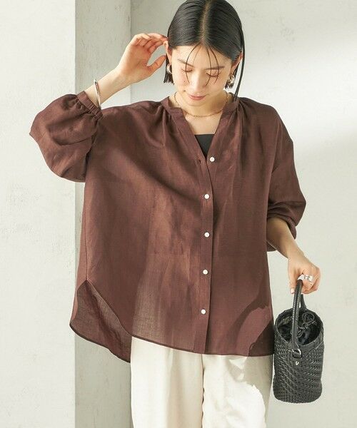 SHIPS / シップス シャツ・ブラウス | 《一部追加予約》〈手洗い可能〉IMPERIAL LINEN 混 バンドカラー スキッパー シャツ | 詳細30