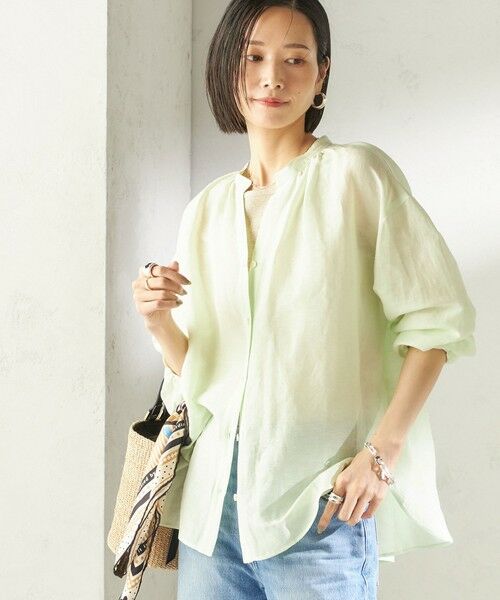 SHIPS / シップス シャツ・ブラウス | 《予約》〈手洗い可能〉IMPERIAL LINEN 混 バンドカラー スキッパー シャツ（ミント）